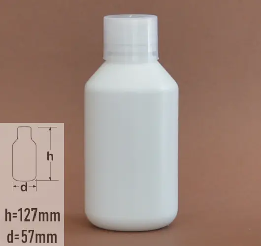 Sticla plastic 200ml polietilena culoare alb cu capac alb cu dozator